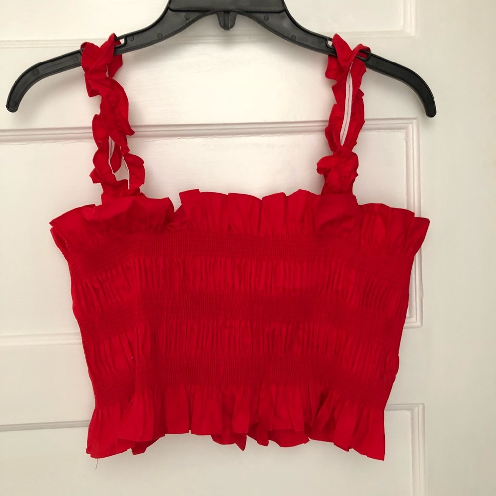 Smocked Red Crop Top